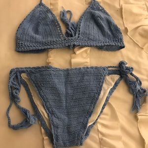 Blue crochet bikini size small